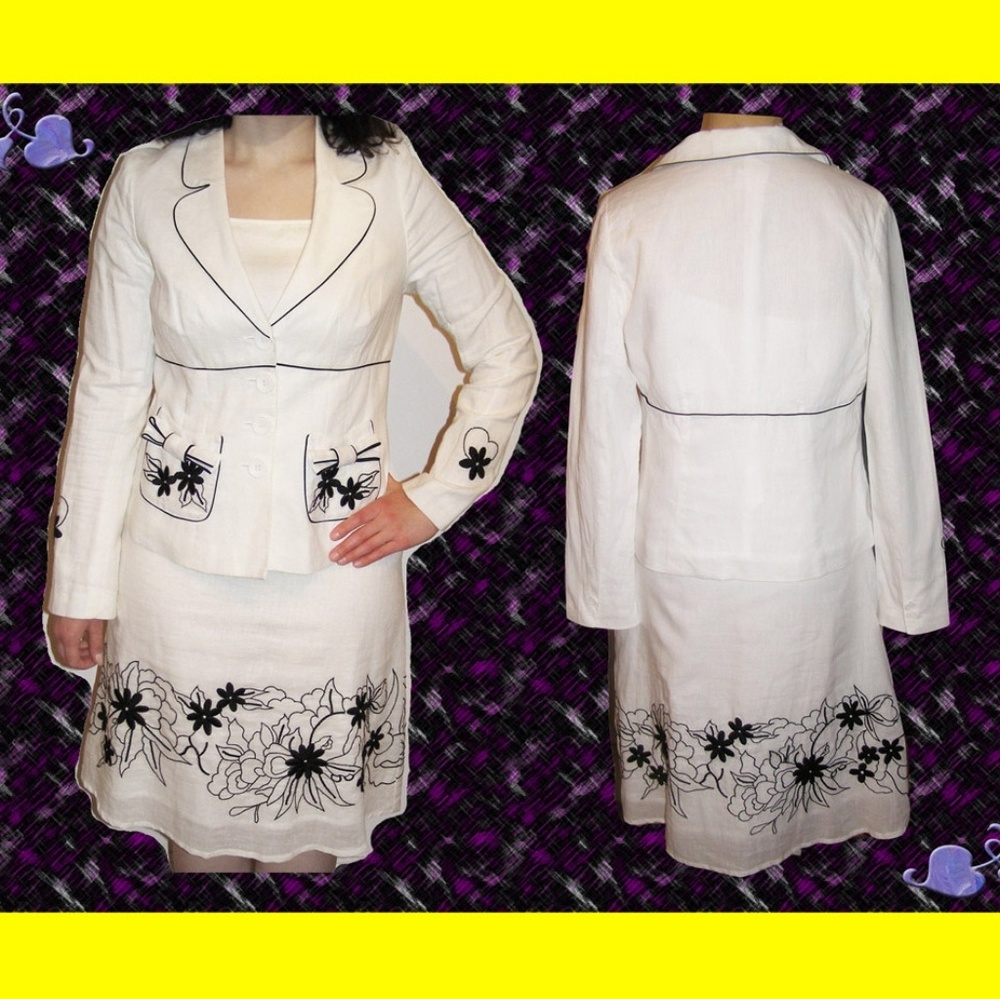 NWT Crisp white LAPIS  dress and jacket set M 8-10